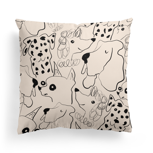 Dog Lovers, Dogs, Line Art, Minimalist Throw Pillow