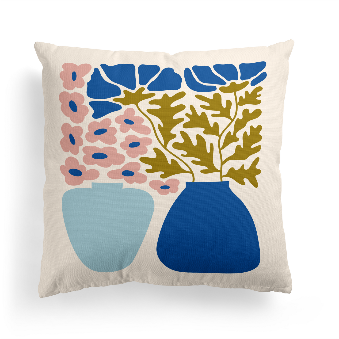 Mid Century Modern Floral Throw Pillow