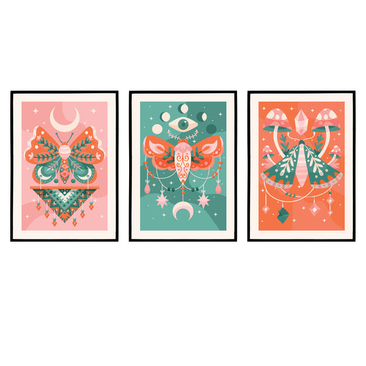 Set of 3 Psychodelic Nature Posters