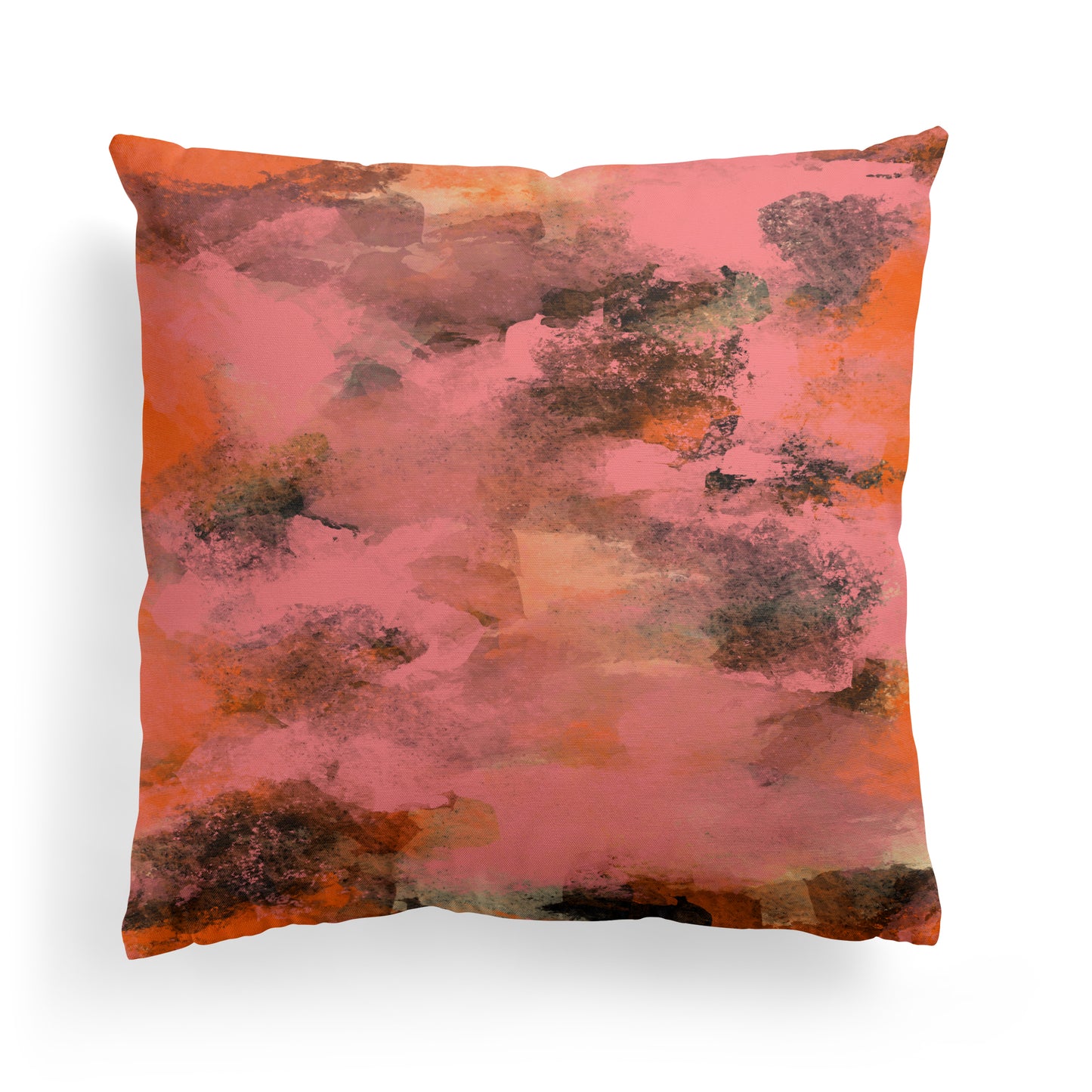 Pink and Orange Paintbrush Throw Pillow