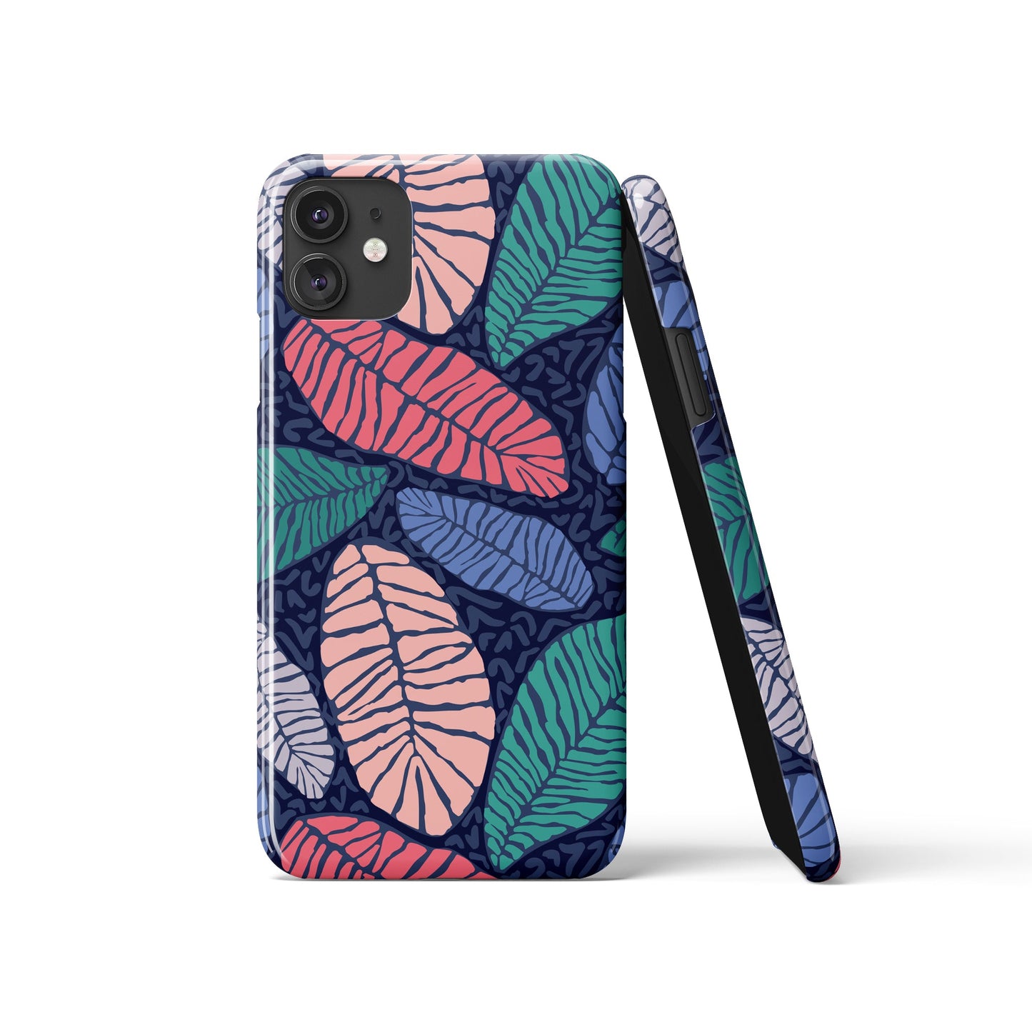 Blue Abstract Leaves iPhone Case