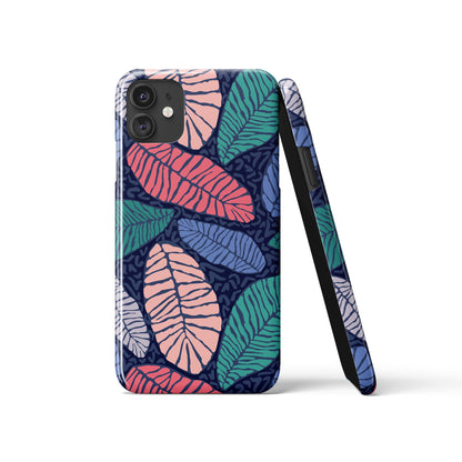 Blue Abstract Leaves iPhone Case
