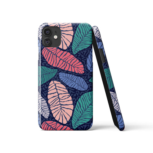 Blue Abstract Leaves iPhone Case