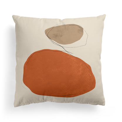 Boho Painted Japandi Shapes Throw Pillow