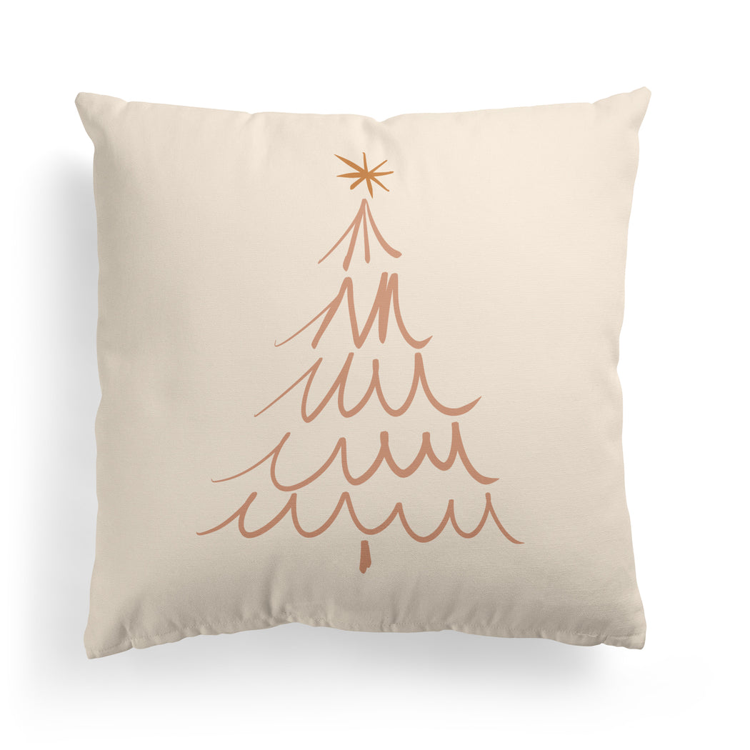 Line Art Christmas Tree Throw Pillow