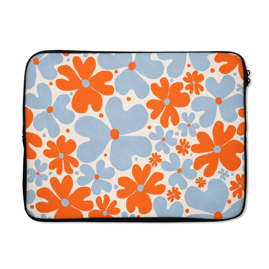 Retro Blue&Orange Flowers - Laptop Sleeve