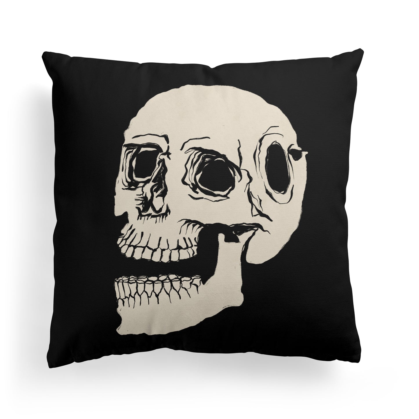 Skull Hamlet Black Throw Pillow