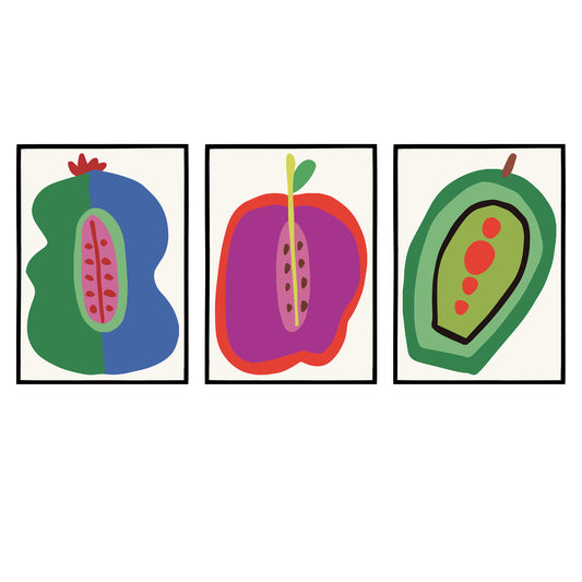 Set of 3 Veggie Cubism Prints