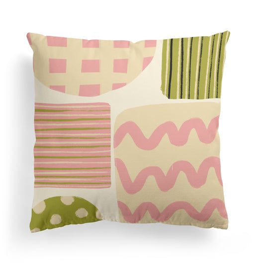 Retro Sweet Geometric Shapes Throw Pillow