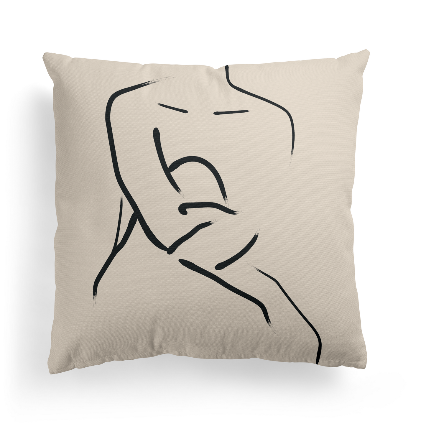 Sitting Woman Line Art Minimalist Throw Pillow