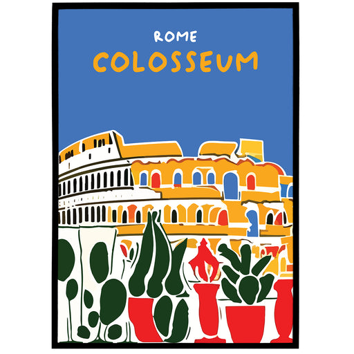 Rome, Colosseum Colorful Travel Poster
