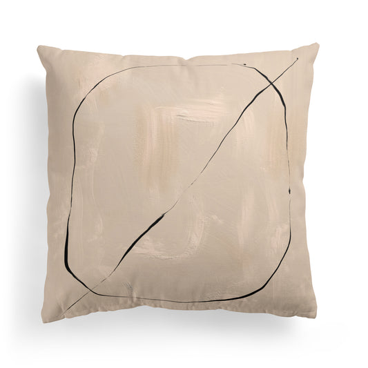 Beige Acrylic Minimalist Painting Throw Pillow