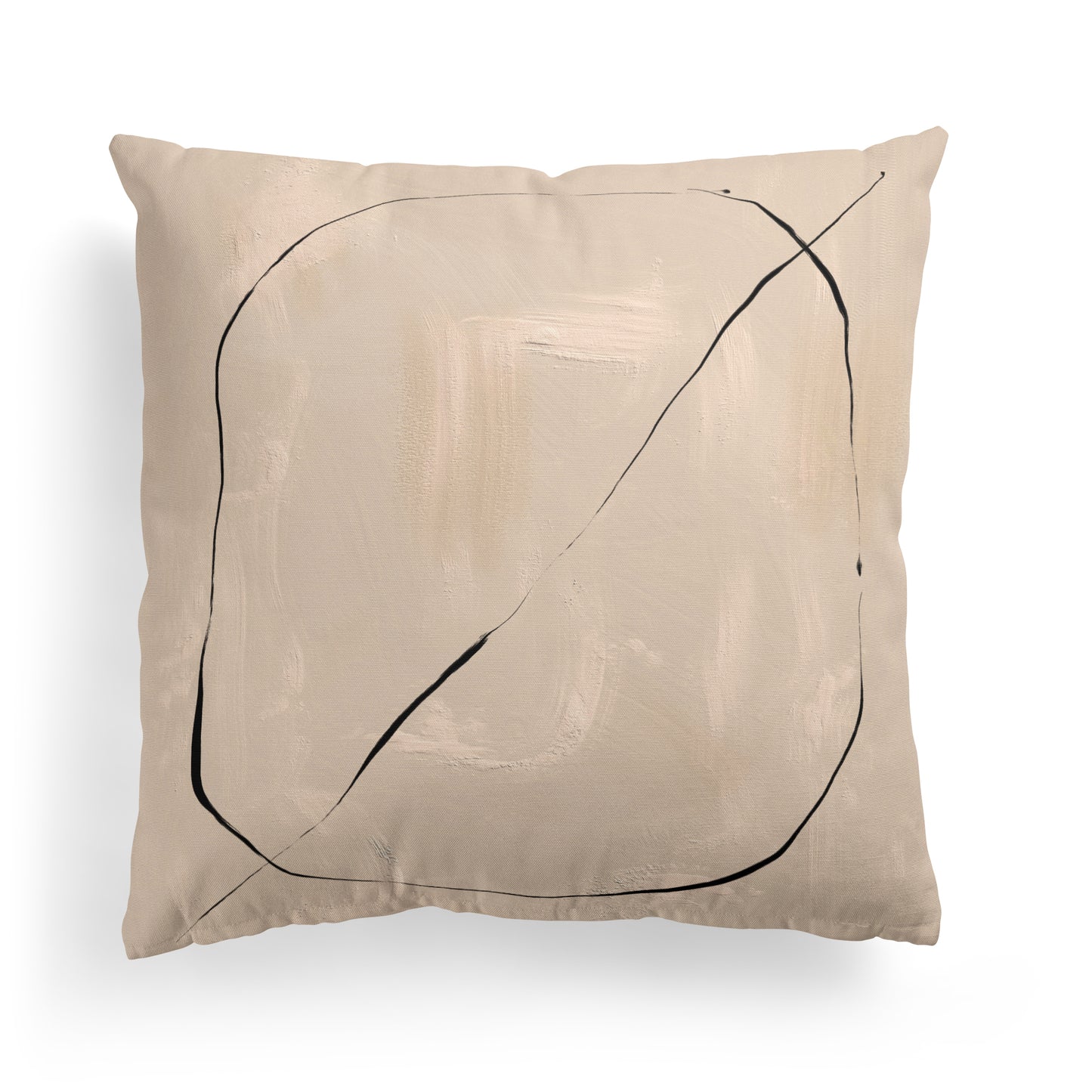 Beige Acrylic Minimalist Painting Throw Pillow