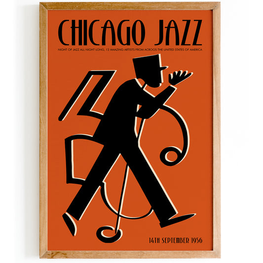 Chicago Jazz Orange Retro Poster