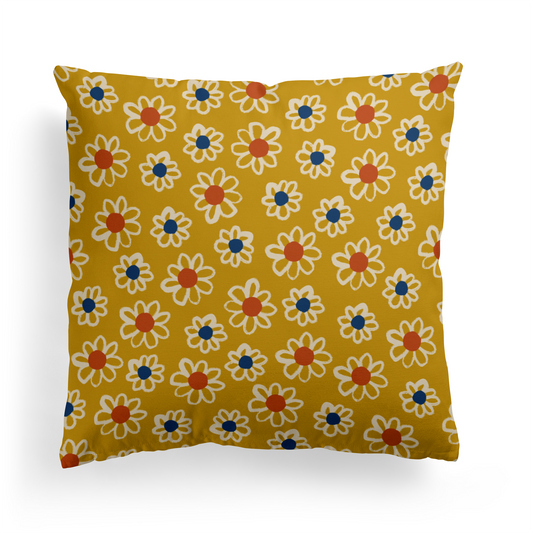 Home Decor Throw Pillow with Retro Flowers