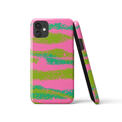 Pink Green Abstract Pattern iPhone Case