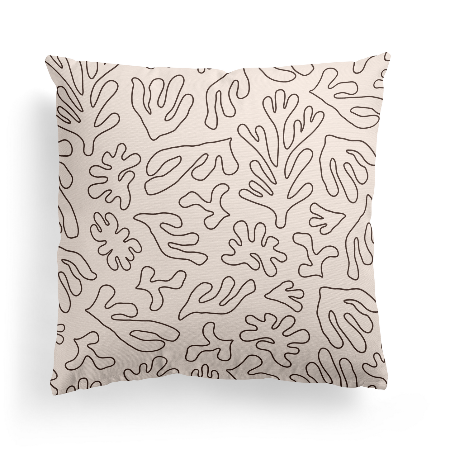 Beige Botanical Leaves Throw Pillow