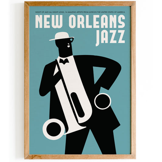 New Orleans Jazz Musician Blue Poster