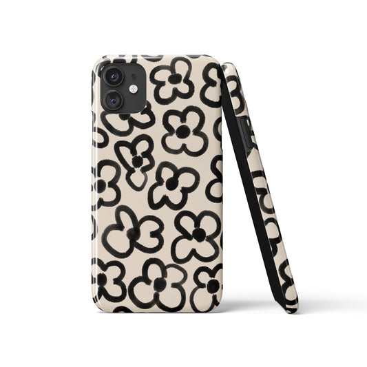 Handdrawn Black Flowers iPhone Case