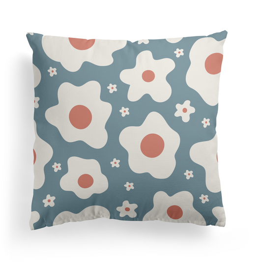 Retro Eggs Flowers Throw Pillow