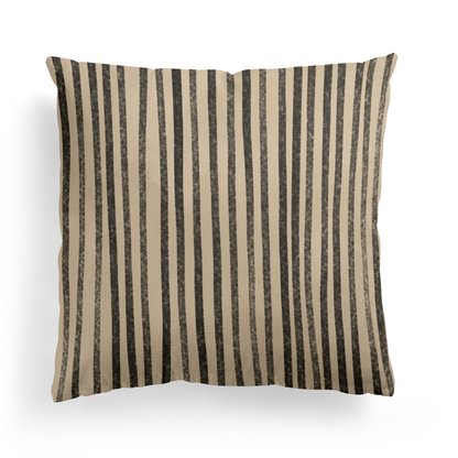 Black Striped Minimalist Rustic Throw Pillow