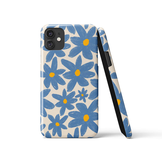 Cute Retro Blue Flowers iPhone Case