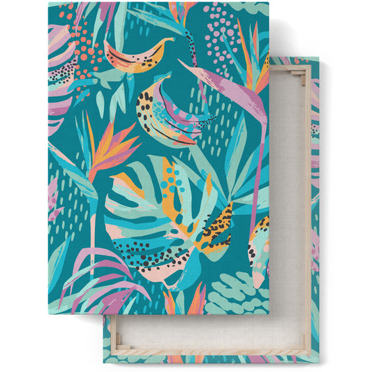 Blue Tropical Jungle Canvas Print