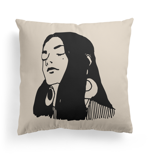 Retro Hippie Girl 70s Throw Pillow