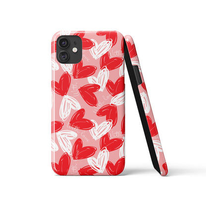 Red Heart Love Pattern iPhone Case