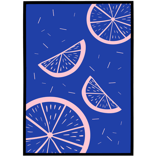 Blue Contemporary Lemon Poster