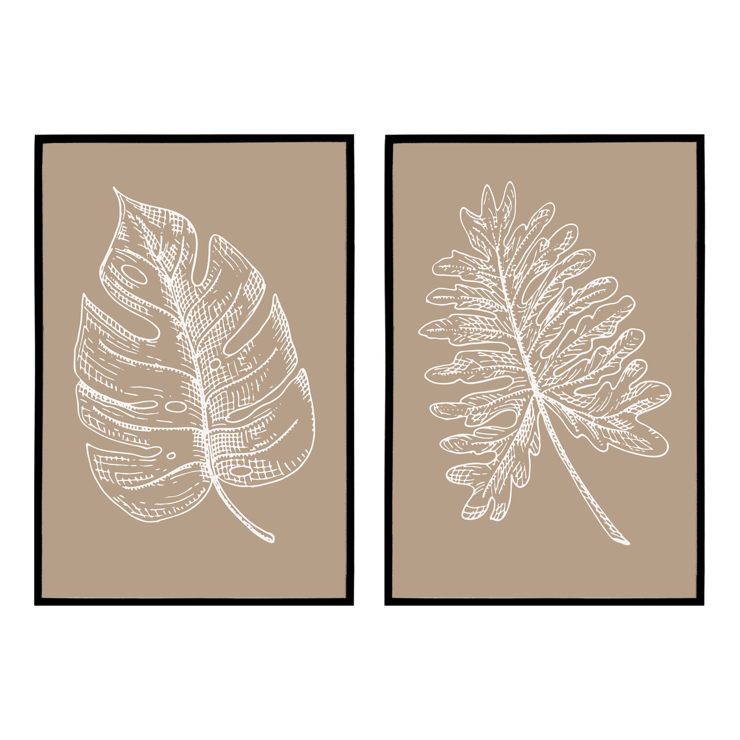 Set of 2 Beige Botanical Posters