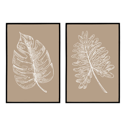 Set of 2 Beige Botanical Posters