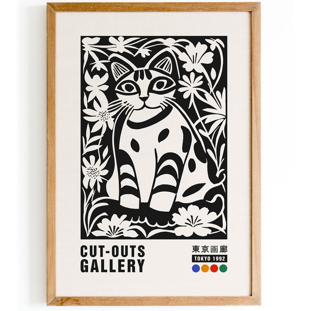 Cat in the Jungle Retro Poster