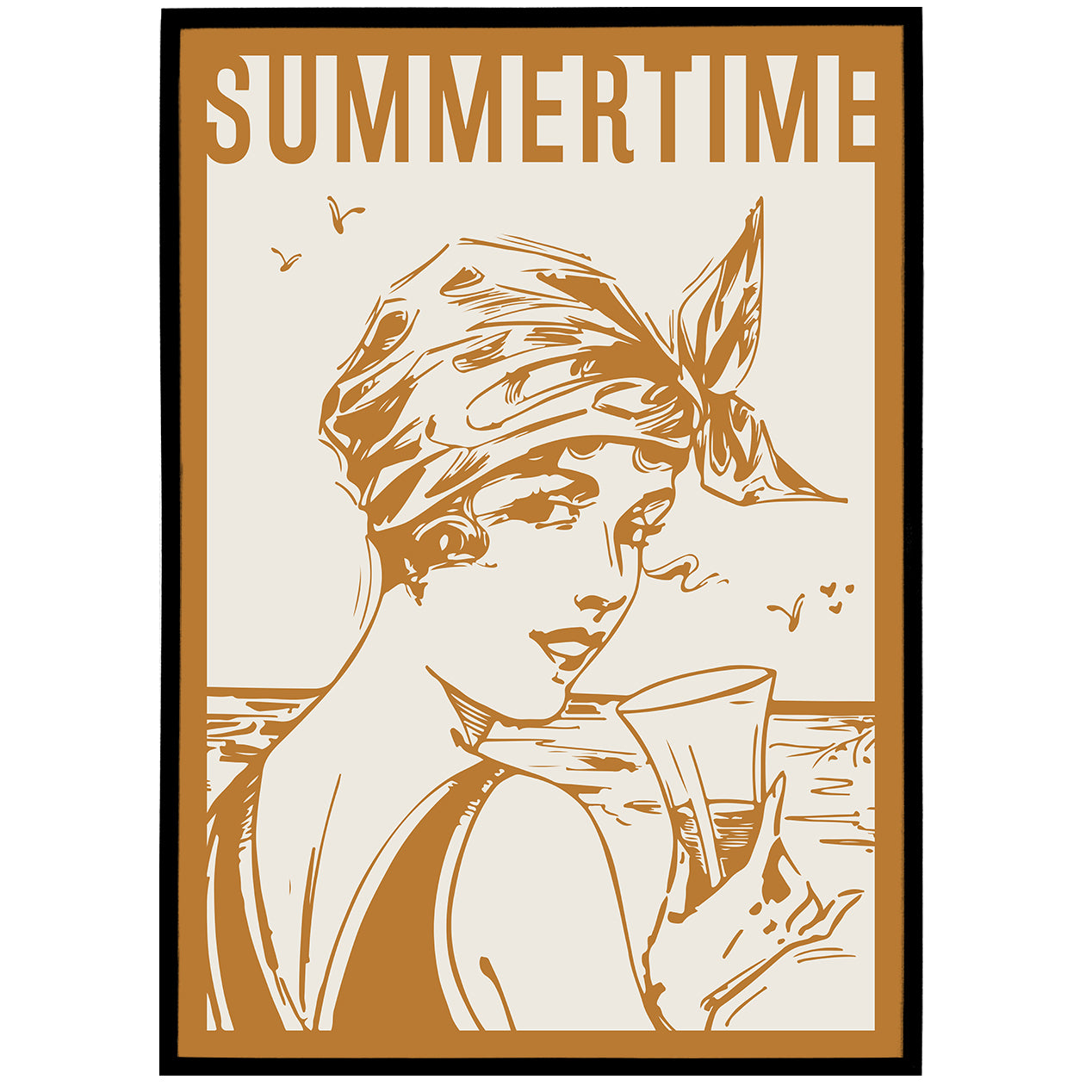 Summertime Yellow Retro Poster