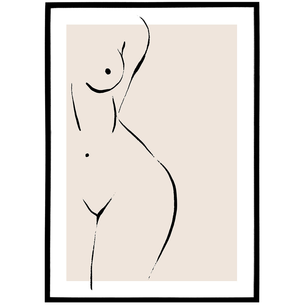 Nude Line Art Female Body Poster