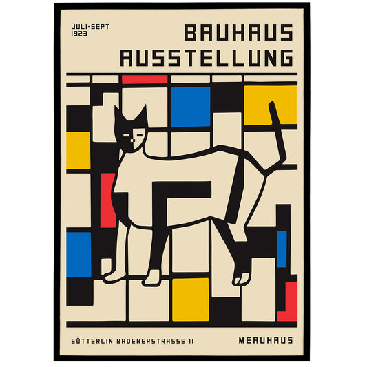 Bauhaus Cat Retro Exhibition Poster