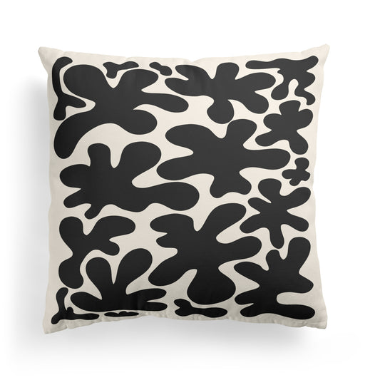 Throw Pillow with Black Botanical Shapes