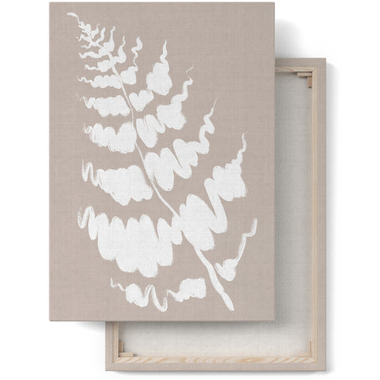 Beige and White Leaf Canvas Print