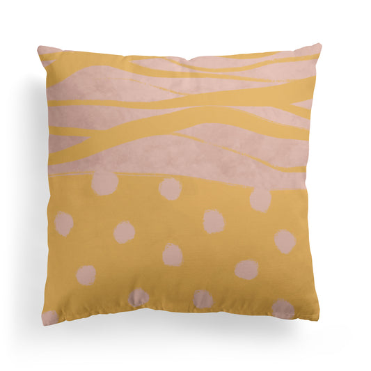 Retro Yellow and Pink Pattern Throw Pillow