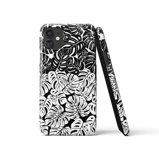Black and White Monstera iPhone Case