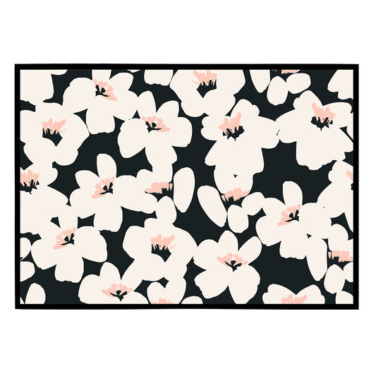 Black Floral Retro Horizontal Print