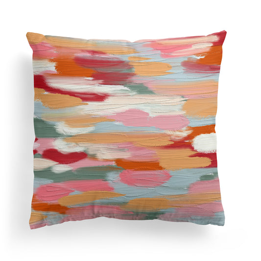 Colorful Decorative Throw Pillow with Acrylic Painting