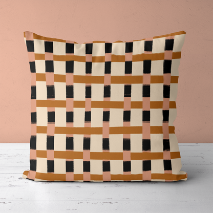 Boho Abstract Line Art Pattern Throw Pillow