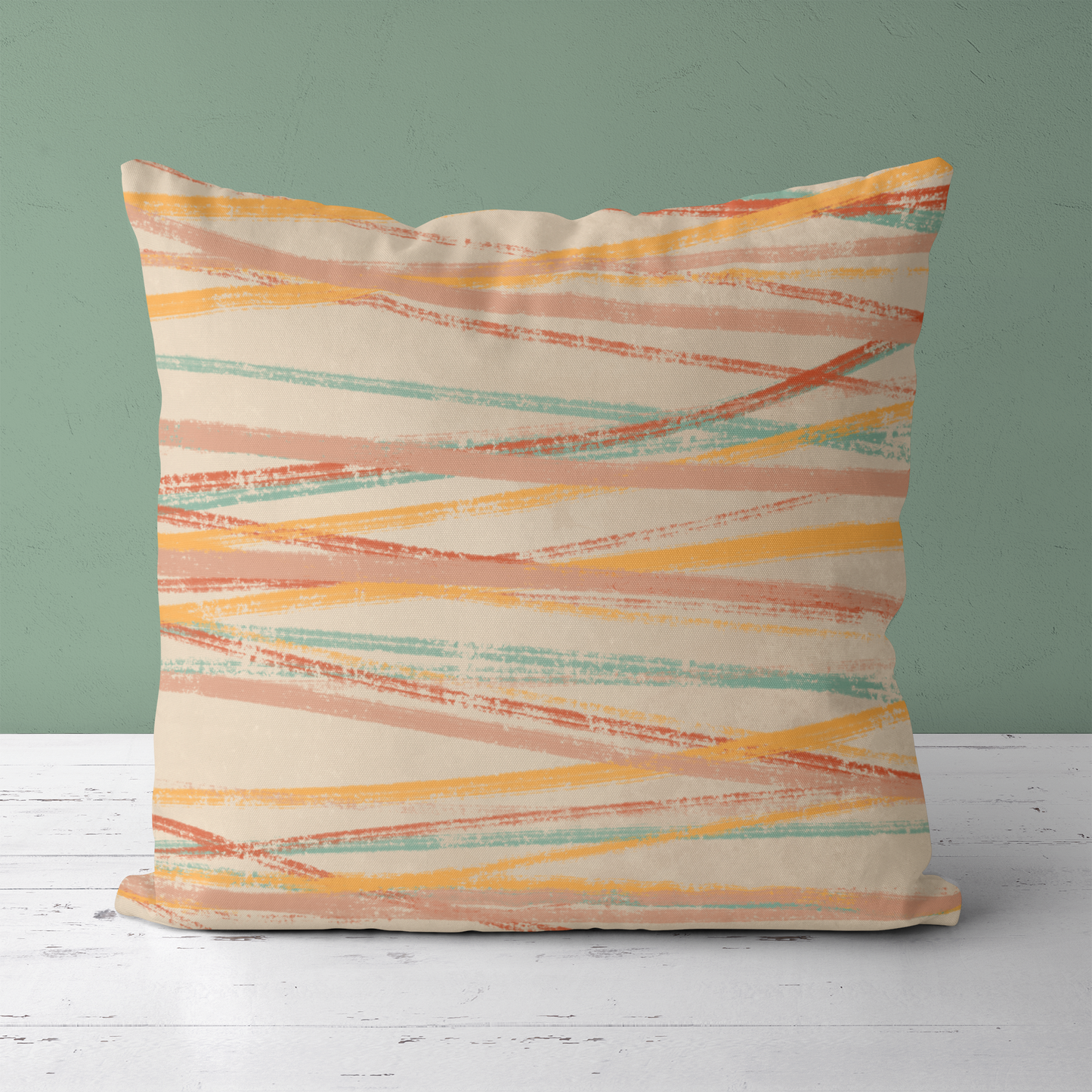 Colorful Painted Line Art Throw Pillow