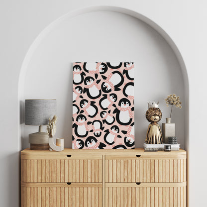 Cute Pink Little Pinguins Nursery Decor Canvas Print