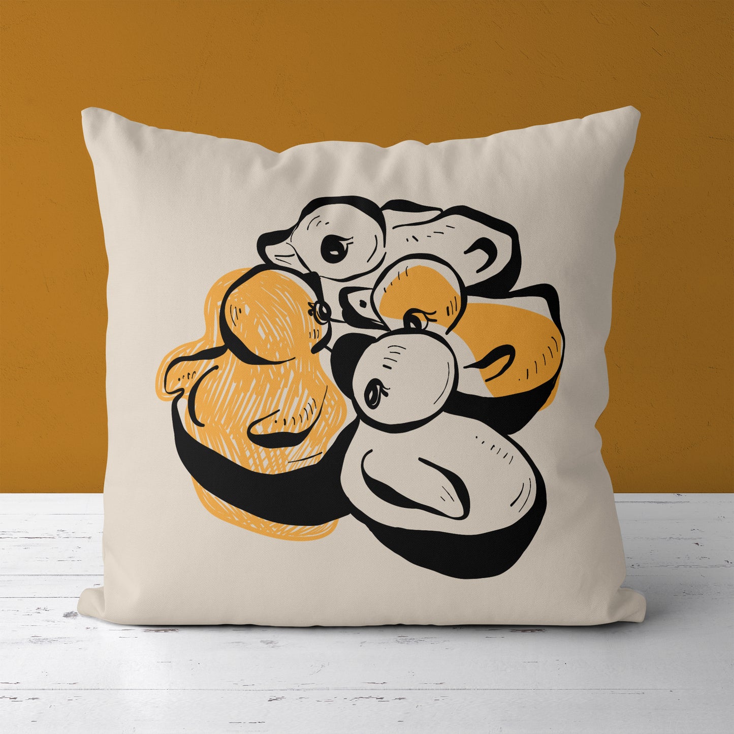 Little Yellow Ducks Throw Pillow