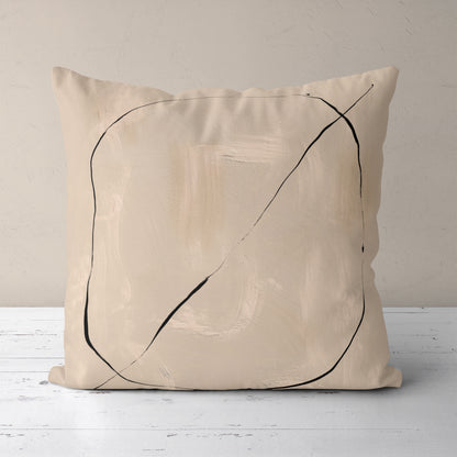 Beige Acrylic Minimalist Painting Throw Pillow