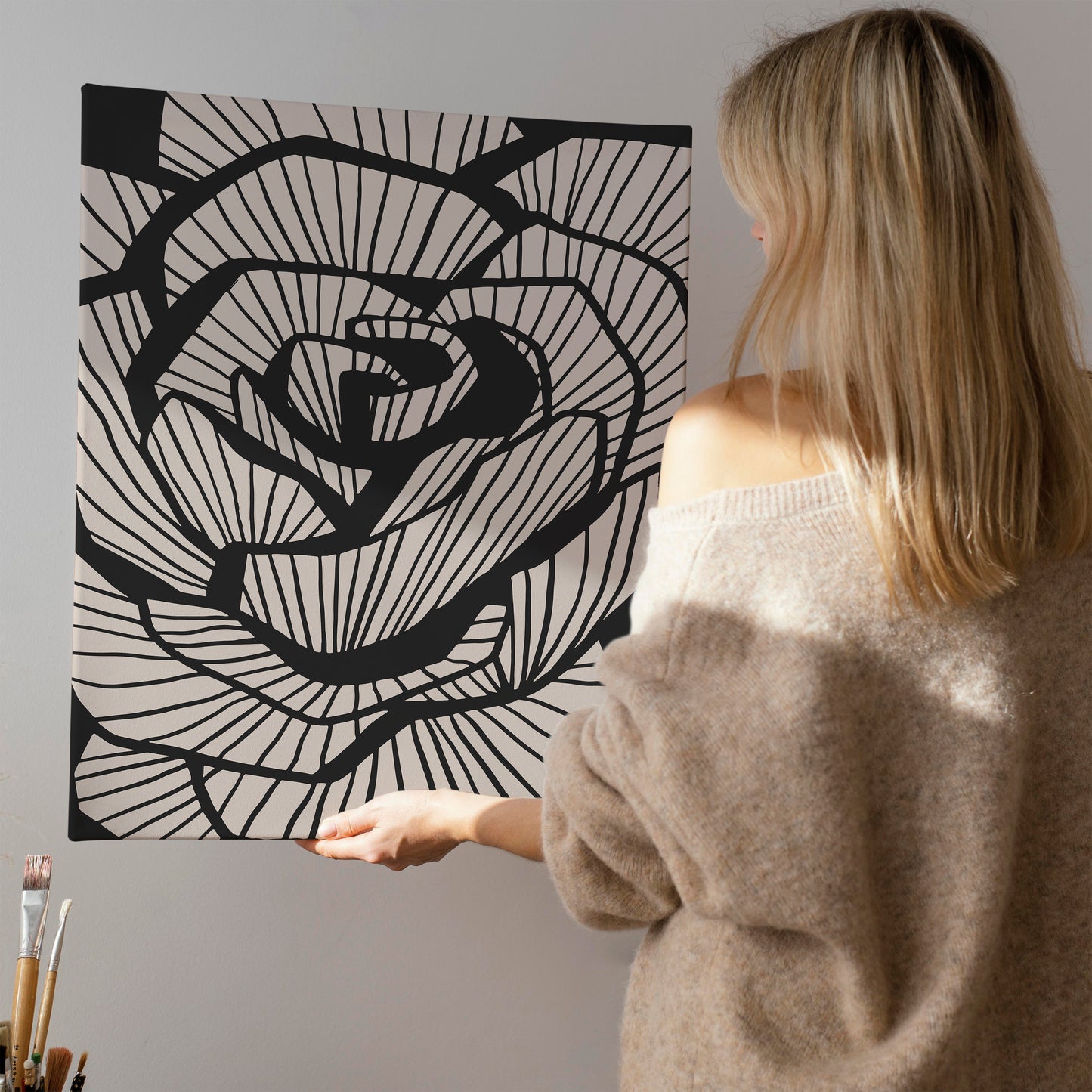 Beige Flower Canvas Print