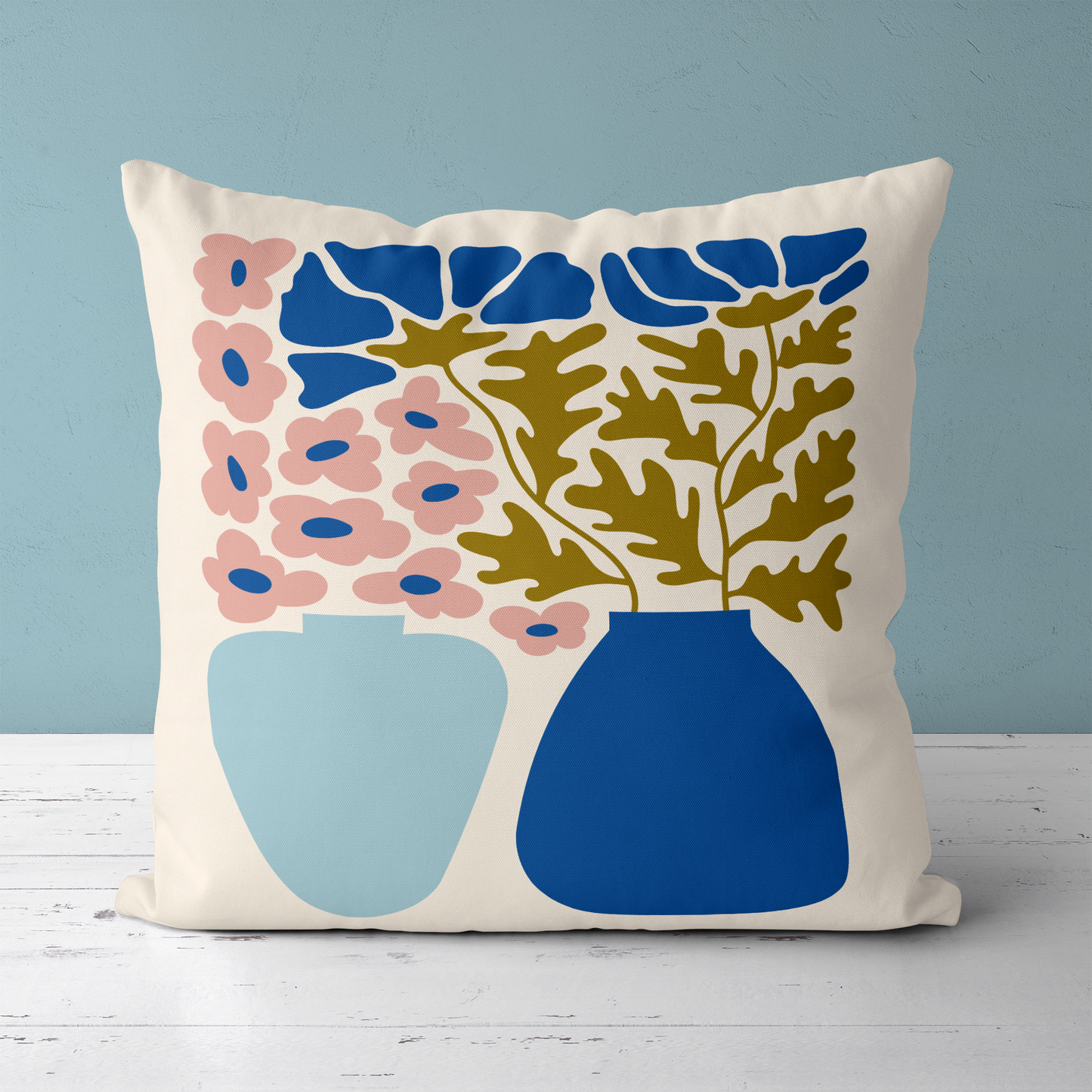 Mid Century Modern Floral Throw Pillow