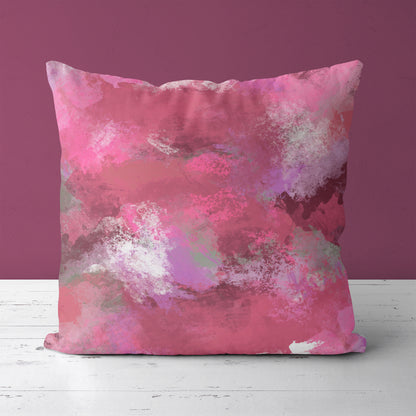 Pink Painted Abstract Modern Throw Pillow